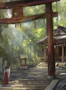 插画学校-神社-余秋恒